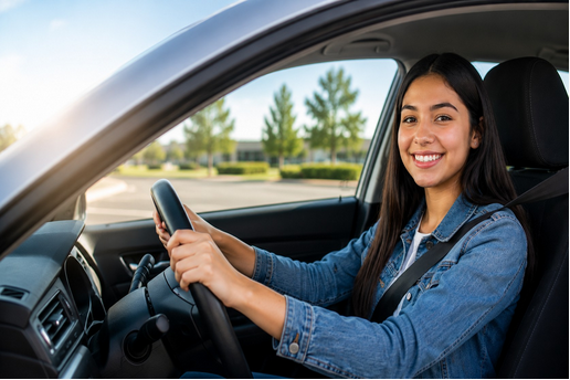 Student driver behind the wheel